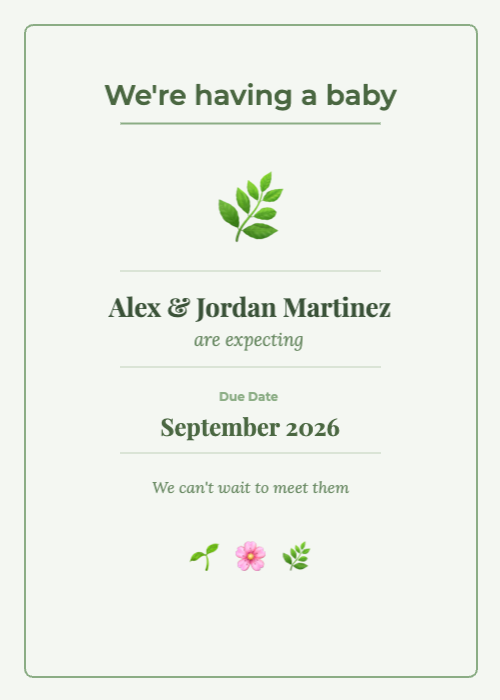 Baby Announcement Card Template