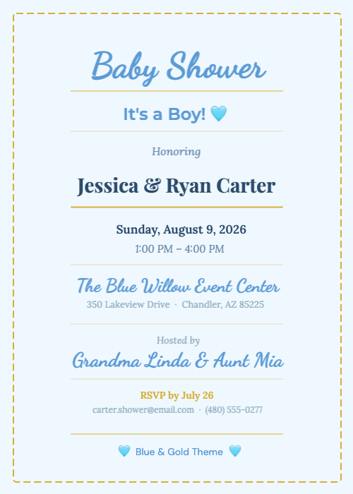 Baby Shower Invitation Boy Template