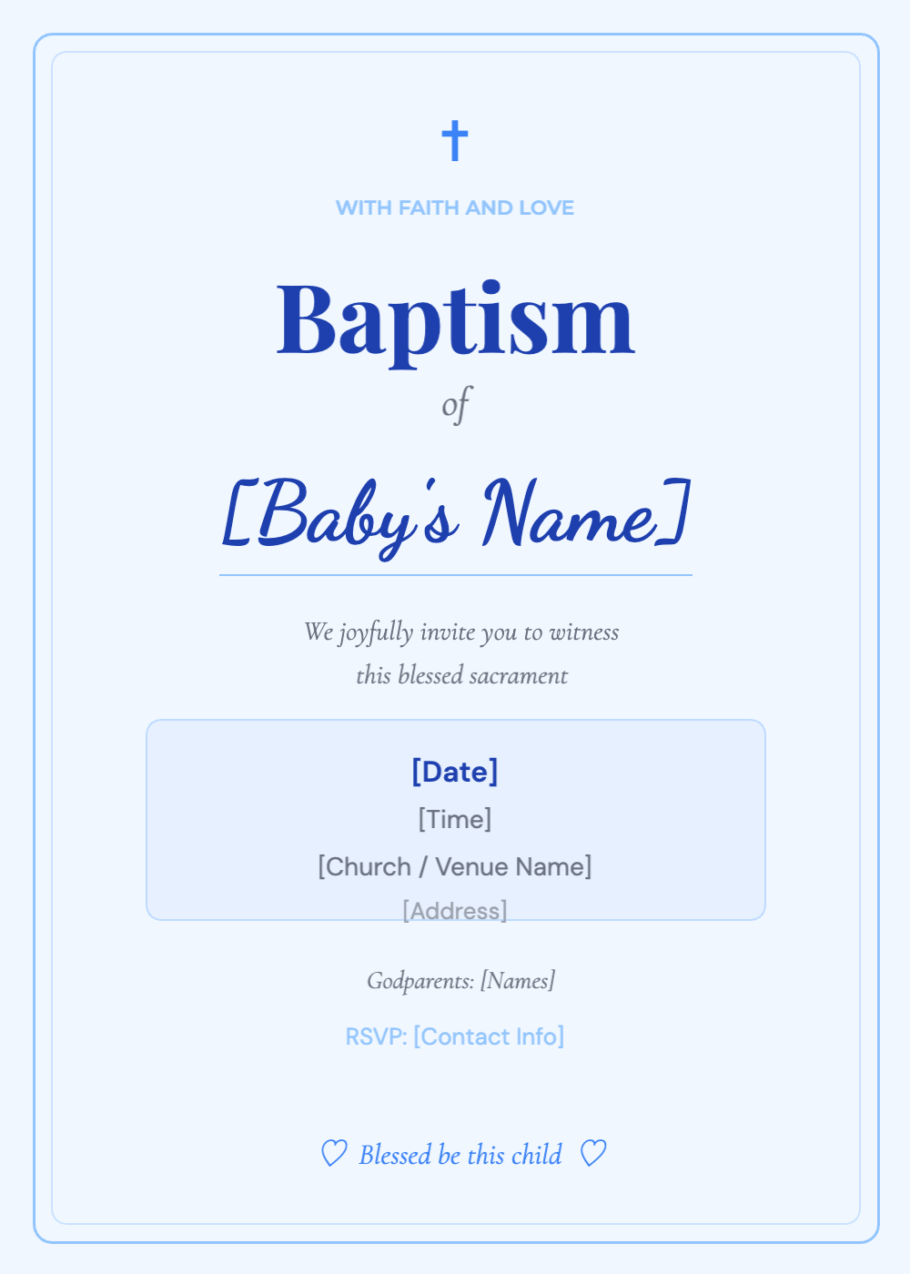 Baptism Christening Invitation Template