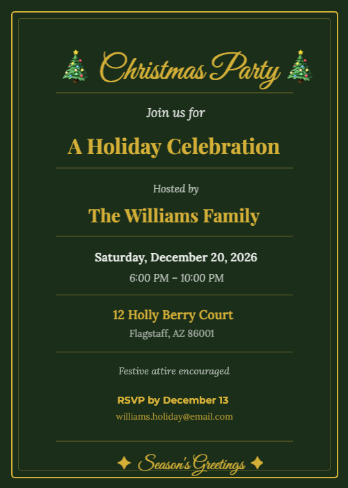Christmas Party Invitation Template