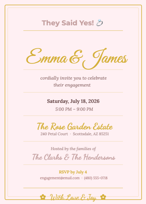 Engagement Party Invitation Template