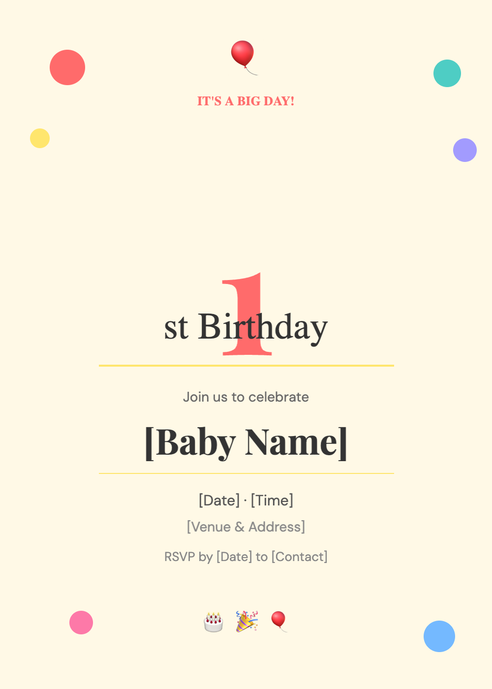 First Birthday Invitation Template