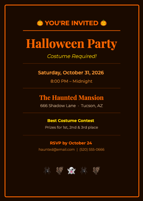 Halloween Party Invitation Template