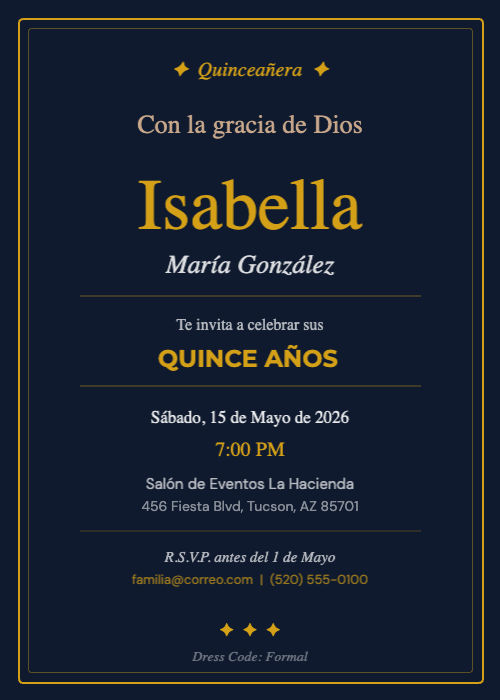 Quinceañera Elegante Invitation Template