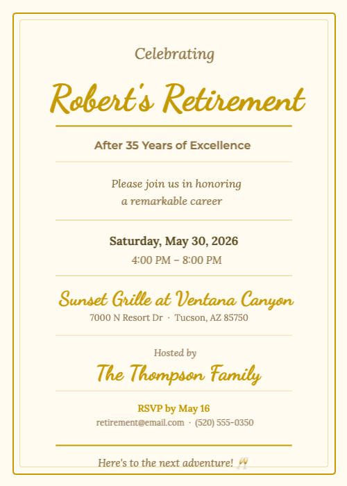 Retirement Party Invitation Template